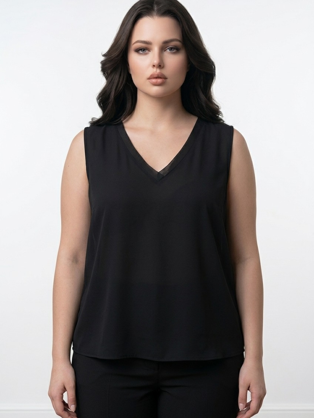 NWT Worthington Black V-Neck Sleeveless Top Sz 2X